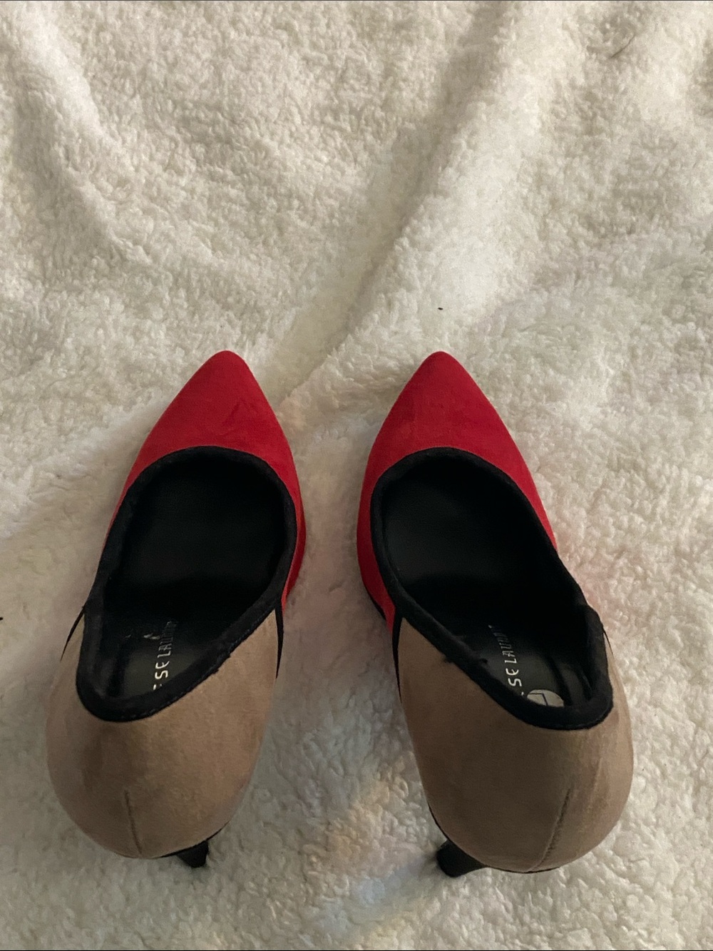 Chinese Laundry Red and Taupe Pointed-Toe Pumps - Picture 6 of 8